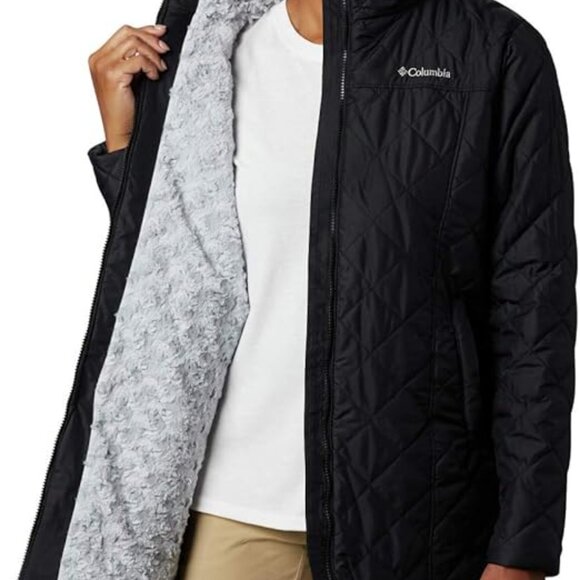Columbia Copper Crest Hooded Fleece-Lined Mid-Length Coat, Black, L - Picture 6 of 6